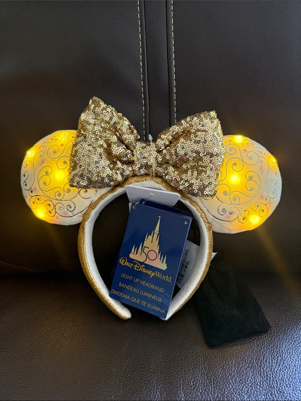 Minnie Mouse Light-Up Ear Headband Walt Disney World 50th Anniversary NWT